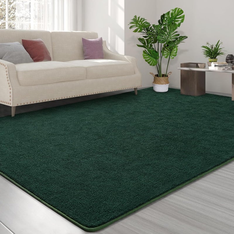 FlyDOIT Area Rugs for Bedroom Living Room, 4x6 Dark Green Super Soft Comfy Thickened Memory-Foam Indoor Carpets, Modern Aesthetic Minimalist Carpet for Boys Girls Adults Apartment Nursery Home Décor - Image 3